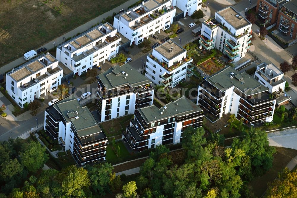 Aerial image Magdeburg - Multi-family residential complex Im Elbbahnhof in Magdeburg in the state Saxony-Anhalt, Germany
