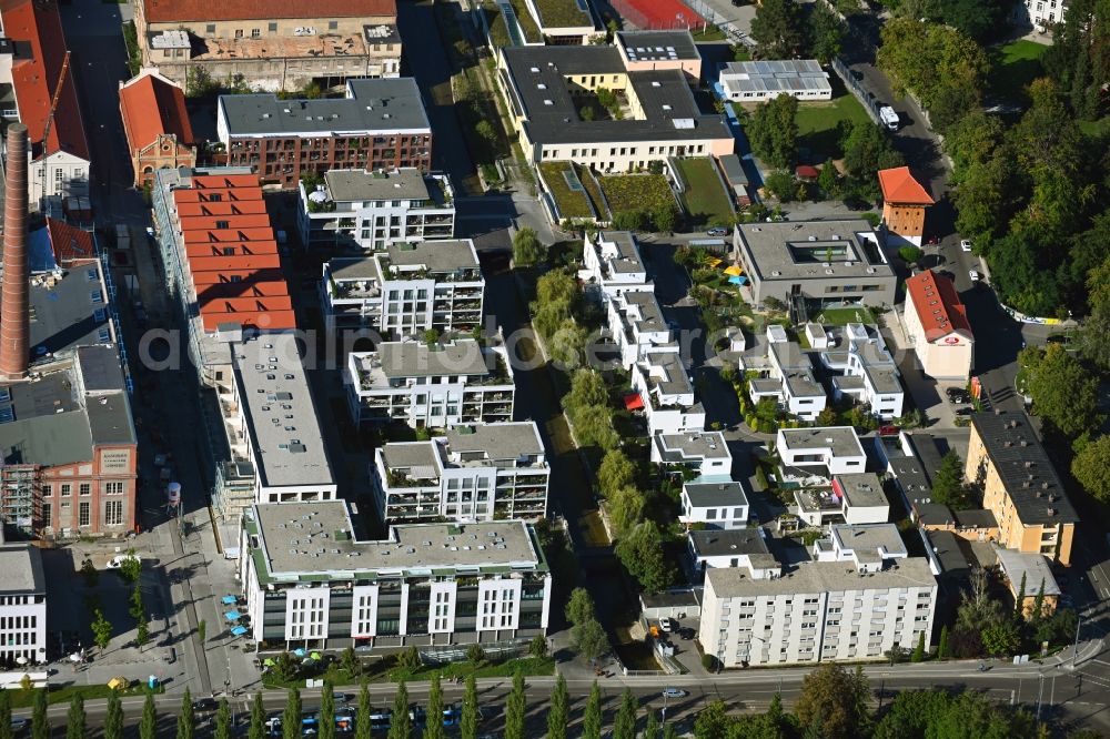 Aerial photograph Augsburg - New multi-family residential complex La Fontana Due Am Schaefflerbach in Augsburg in the state Bavaria, Germany