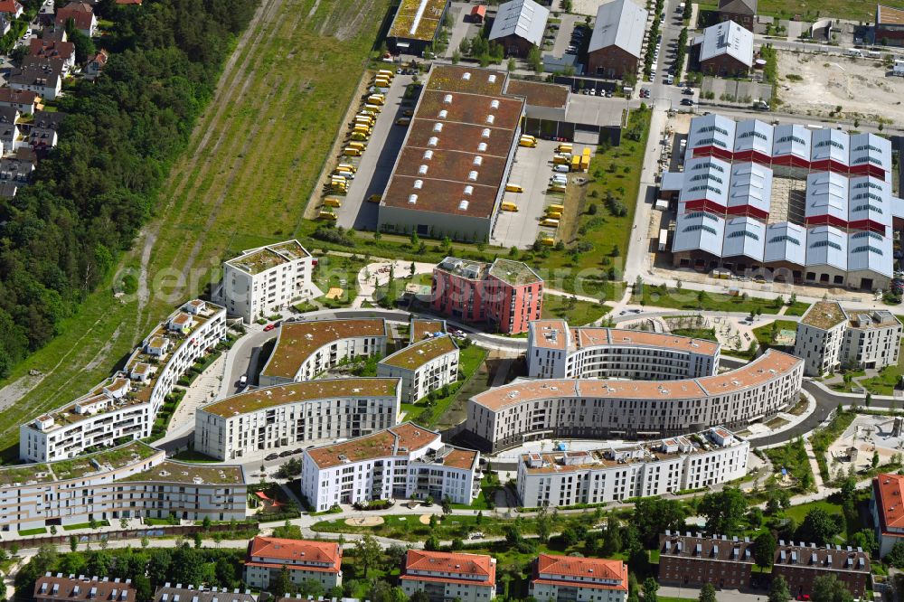Aerial photograph München - New multi-family residential complex on Fritz-Bauer-Strasse in the district Aubing-Lochhausen-Langwied in Munich in the state Bavaria, Germany