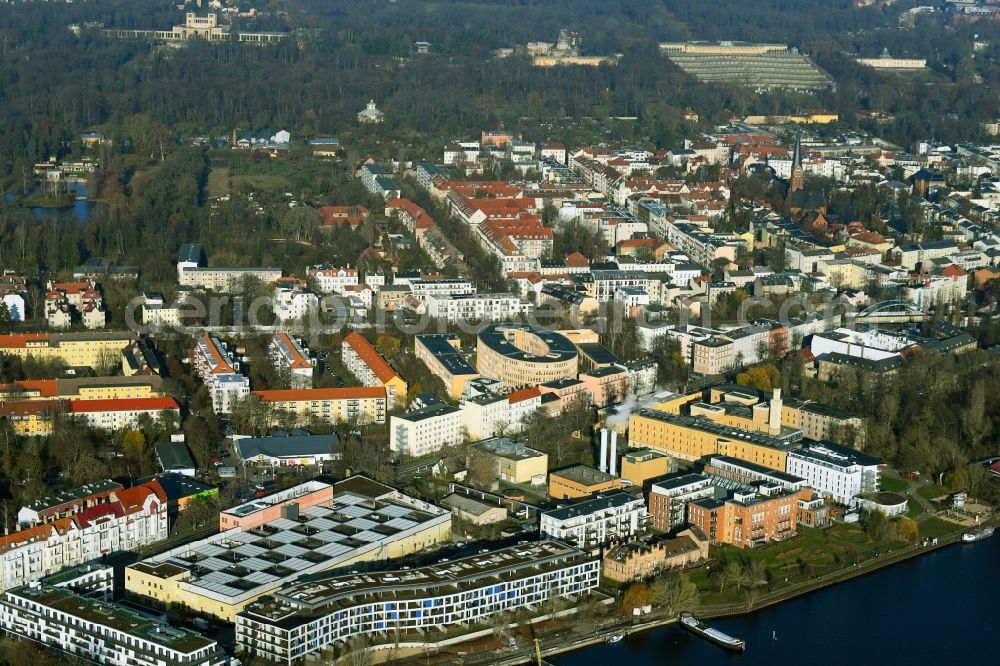 Aerial photograph Potsdam - Multi-family residential complex Havelwelle on Zeppelinstrasse in the district Westliche Vorstadt in Potsdam in the state Brandenburg, Germany