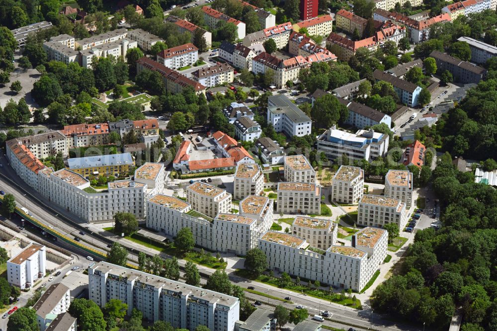 Aerial image München - Multi-family residential complex LIVING ISAR on Hellabrunner Strasse in the district Untergiesing-Harlaching in Munich in the state Bavaria, Germany