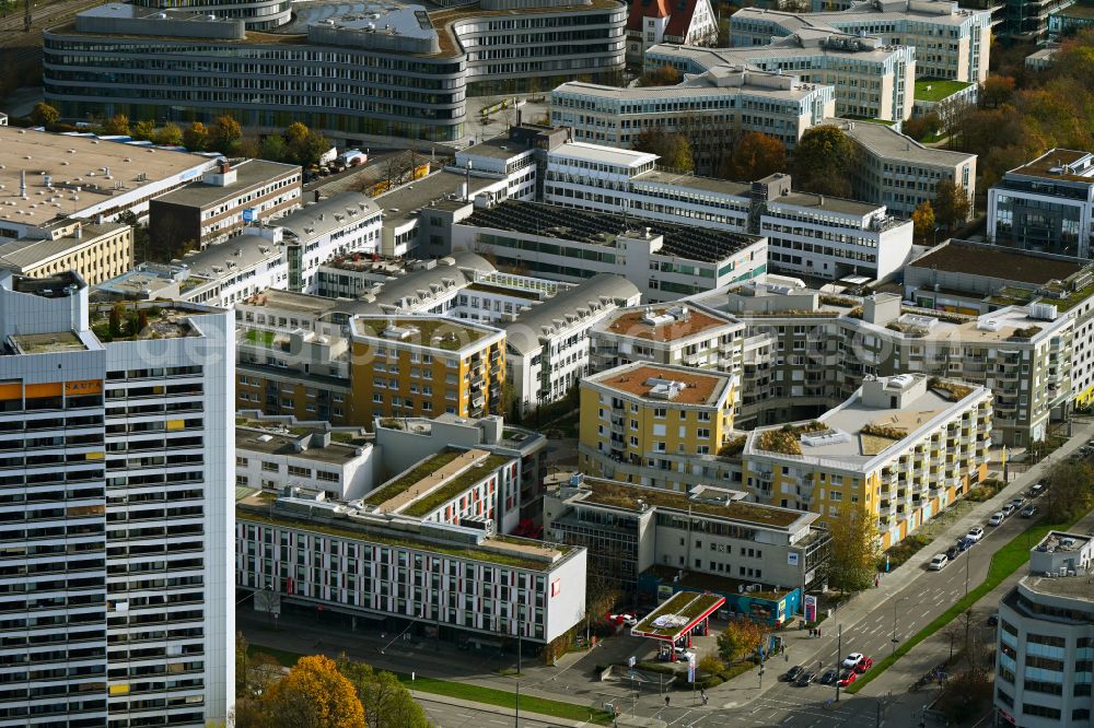 Aerial photograph München - New multi-family residential complex Tuebinger Strasse - Hansastrasse in the district Sendling-Westpark in Munich in the state Bavaria, Germany