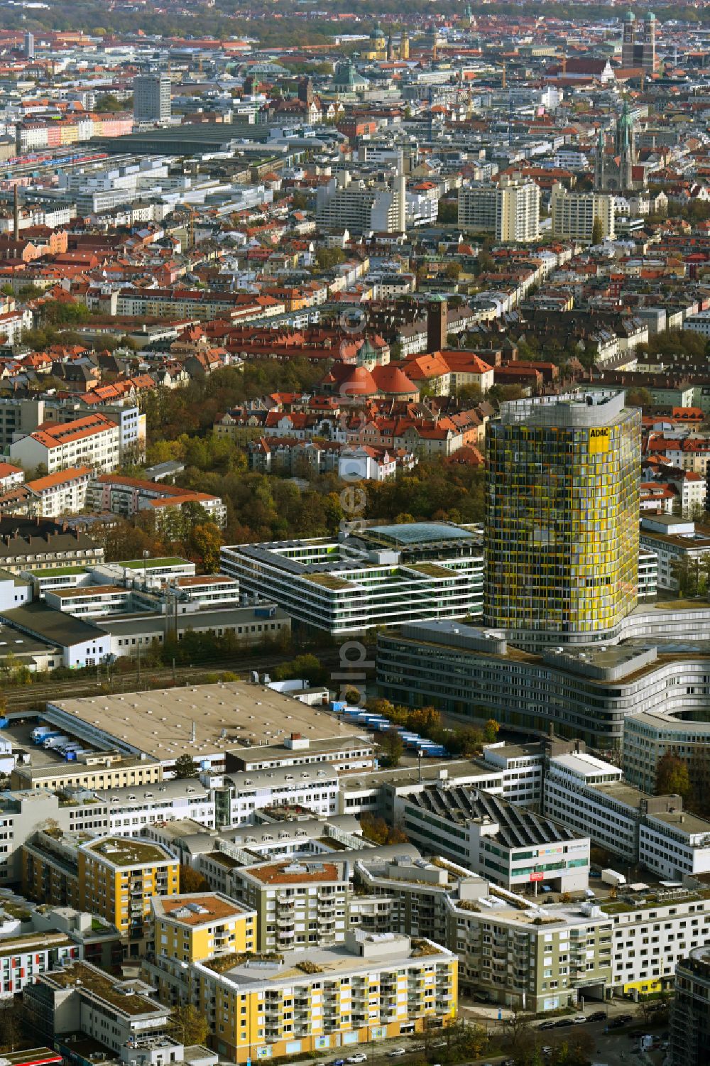 Aerial image München - New multi-family residential complex Tuebinger Strasse - Hansastrasse in the district Sendling-Westpark in Munich in the state Bavaria, Germany