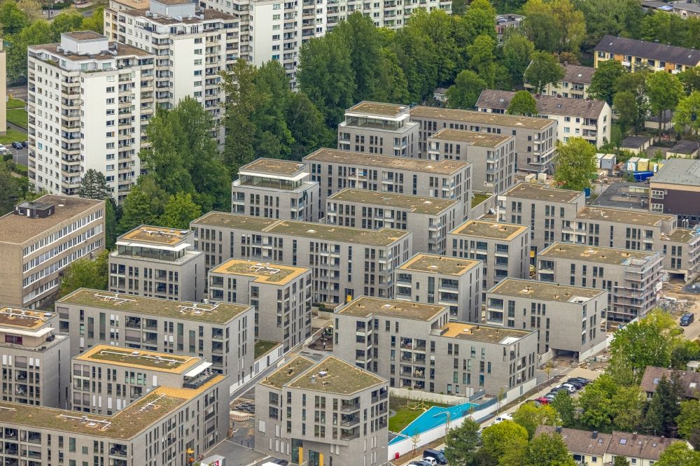 Essen from above - New multi-family residential complex Parc Dunant on Henri-Dunant-Strasse in the district Ruettenscheid in Essen at Ruhrgebiet in the state North Rhine-Westphalia, Germany