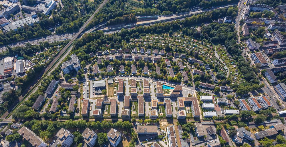 Essen from the bird's eye view: New multi-family residential complex Parc Dunant on Henri-Dunant-Strasse in the district Ruettenscheid in Essen at Ruhrgebiet in the state North Rhine-Westphalia, Germany