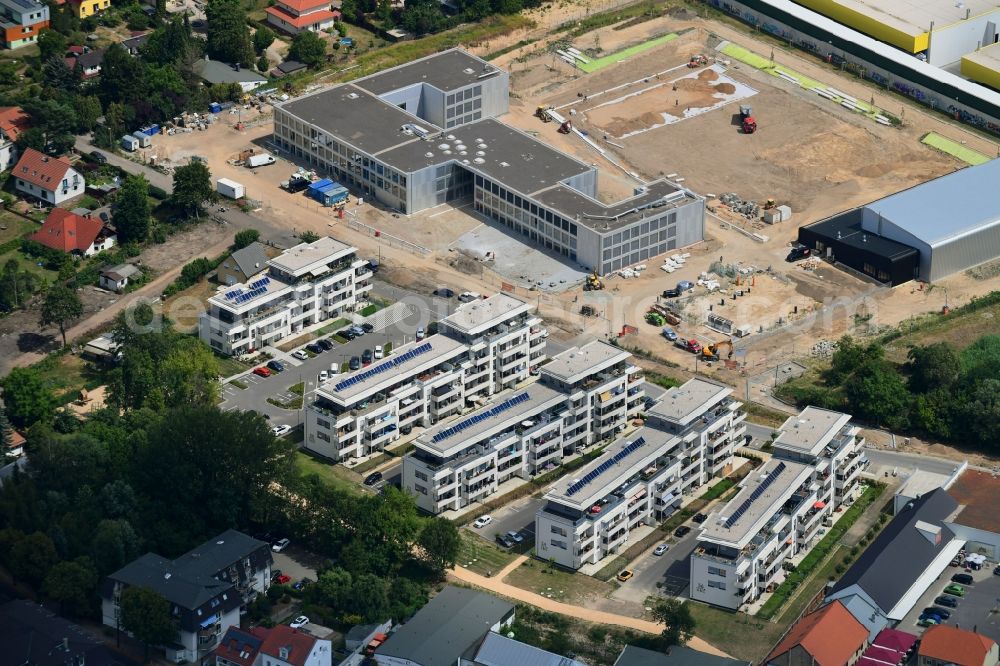 Aerial image Berlin - Construction site to build a new multi-family residential complex An der Schule destrict Mahlsdorf in Berlin