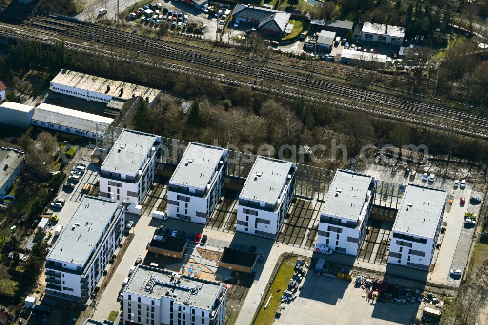 Bernau from above - New multi-family residential complex An of Viehtrift in Bernau in the state Brandenburg, Germany