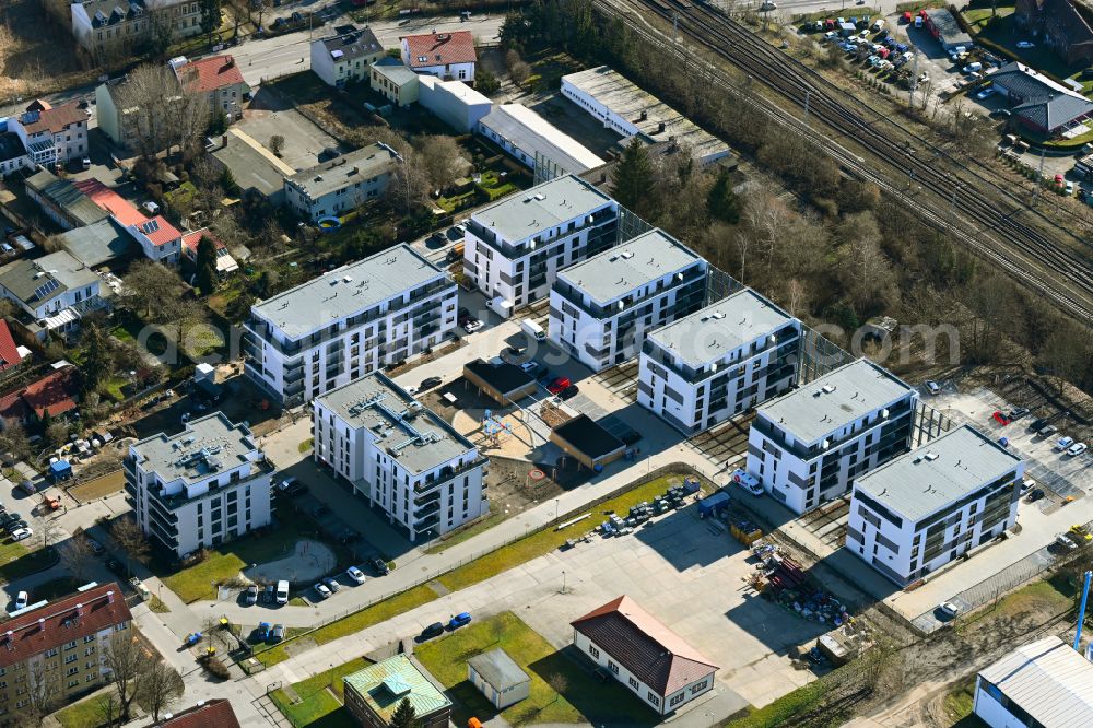 Bernau from the bird's eye view: New multi-family residential complex An of Viehtrift in Bernau in the state Brandenburg, Germany