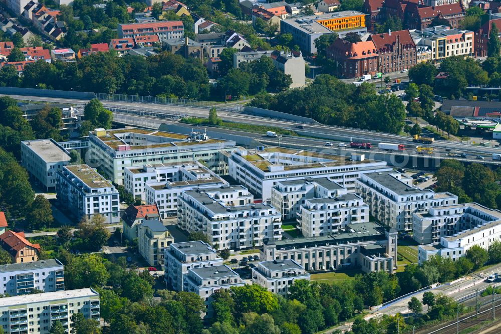Potsdam from above - Multi-family residential complex of Wohnen on Nuthe Vermoegensverwaltungs GmbH on Lotte-Pulewka-Strasse in the district Innenstadt in Potsdam in the state Brandenburg, Germany