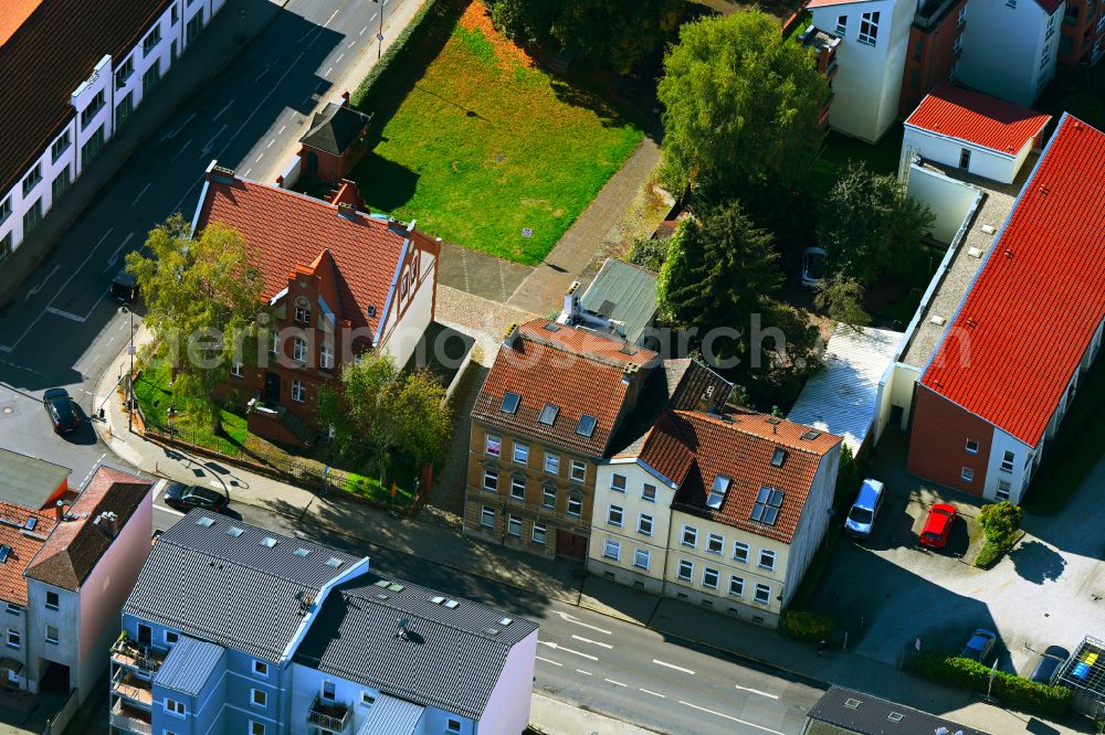 Bernau from above - Residential area of a multi-family house settlement Boernicker Strasse - Ulitzkastrasse in Bernau in the state Brandenburg, Germany
