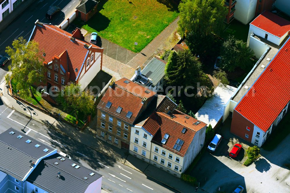 Bernau from the bird's eye view: Residential area of a multi-family house settlement Boernicker Strasse - Ulitzkastrasse in Bernau in the state Brandenburg, Germany