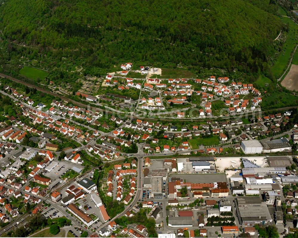 Aerial image Geislingen an der Steige - Residential area of a multi-family house settlement in Geislingen an der Steige in the state Baden-Wuerttemberg, Germany
