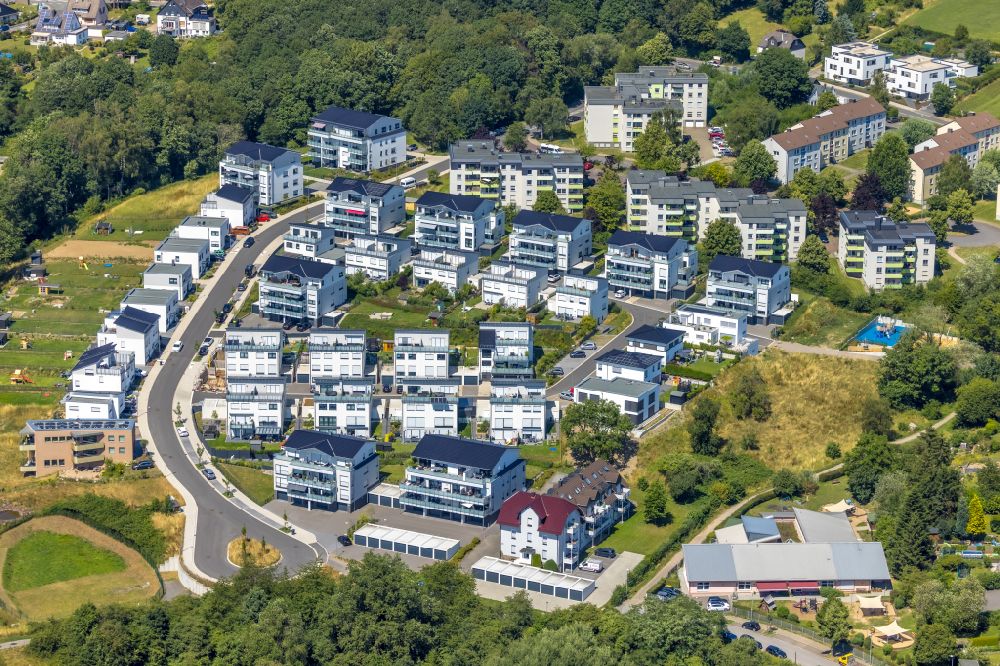 Aerial photograph Gevelsberg - Residential area of a multi-family house settlement on street Doernerbusch in Gevelsberg at Ruhrgebiet in the state North Rhine-Westphalia, Germany