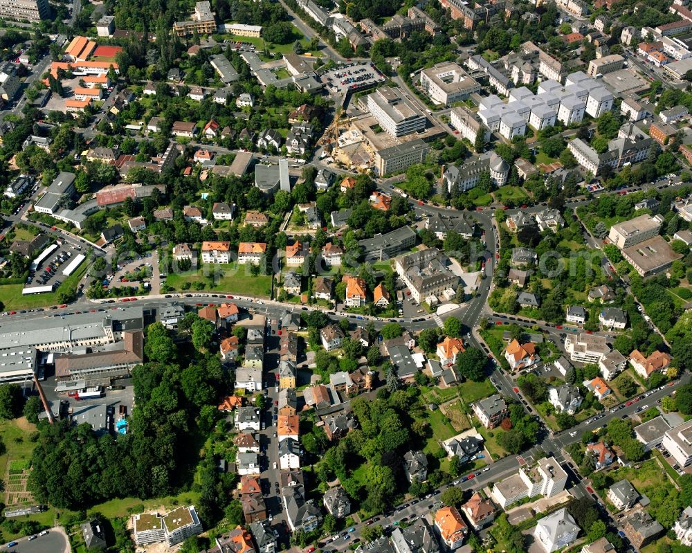 Aerial image Gießen - Residential area of a multi-family house settlement in Gießen in the state Hesse, Germany