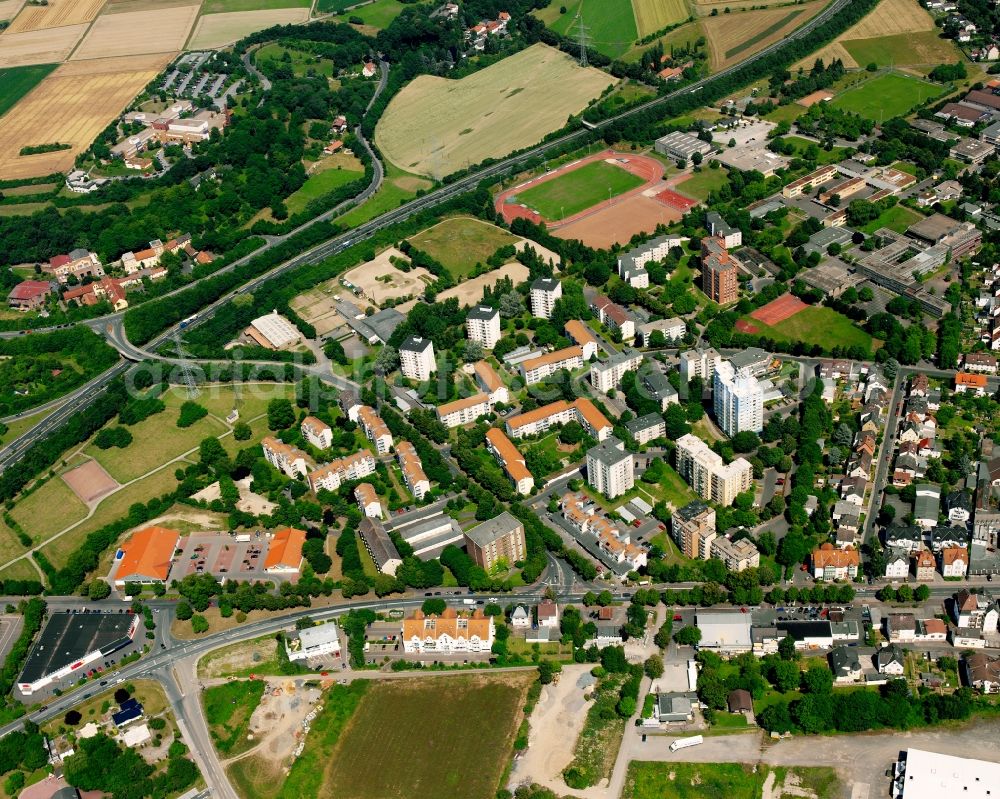 Gießen from above - Residential area of a multi-family house settlement in Gießen in the state Hesse, Germany