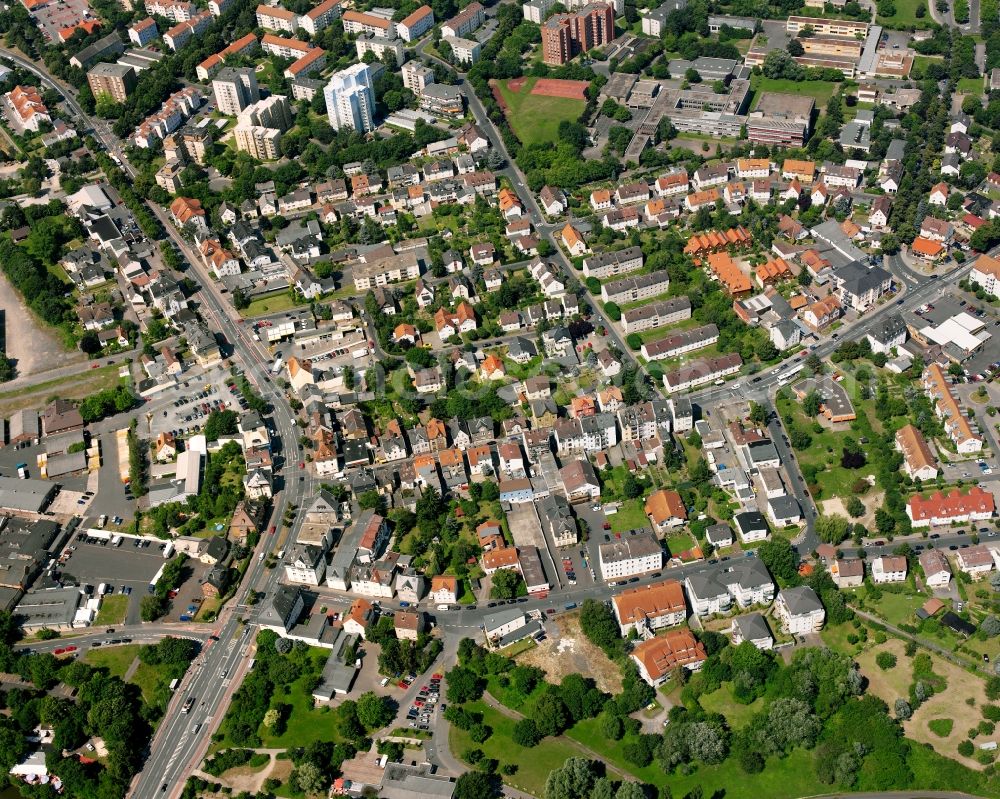 Aerial image Gießen - Residential area of a multi-family house settlement in Gießen in the state Hesse, Germany