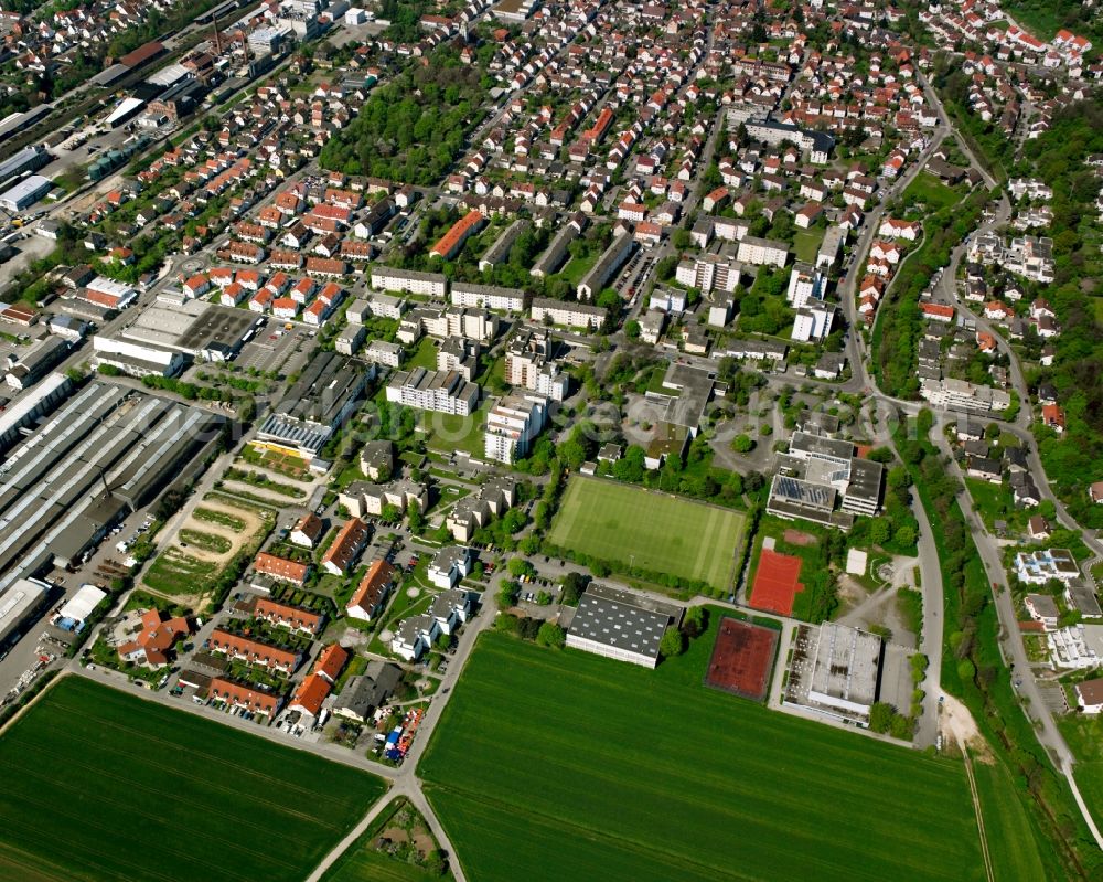 Holzheim from above - Residential area of a multi-family house settlement in Holzheim in the state Baden-Wuerttemberg, Germany