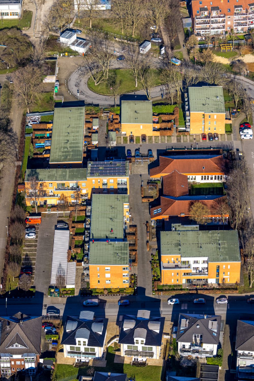 Aerial photograph Lünen - Residential area of a multi-family house settlement on street Rudolph-Nagell-Strasse in Luenen at Ruhrgebiet in the state North Rhine-Westphalia, Germany
