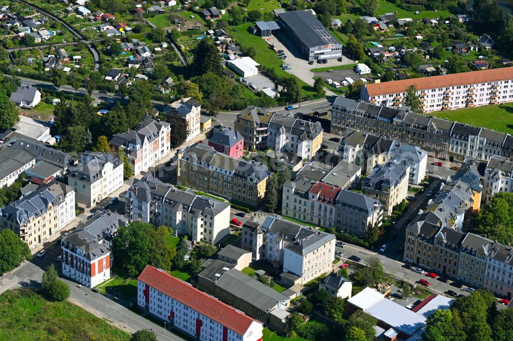 Aerial photograph Plauen - Residential area of a multi-family house settlement on street Morgenbergstrasse in Plauen in Vogtland in the state Saxony, Germany