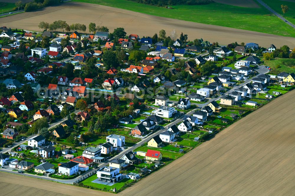 Hoheneiche from the bird's eye view: Residential area of a multi-family house settlement on Moselstrasse in Hoheneiche in the state Brandenburg, Germany