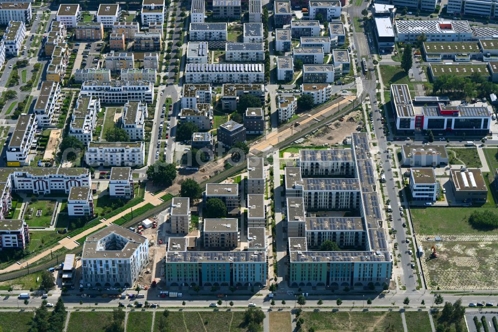 Berlin from above - Residential site with multi-family housing development- on the Hermann-Dorner-Allee - Alexander-von-Humboldt-Weg - Karl-Ziegler-Strasse in the district Adlershof in Berlin, Germany