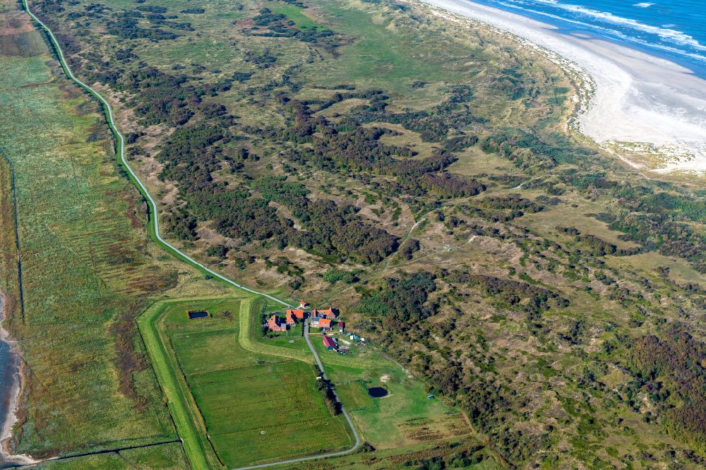 Langeoog from the bird's eye view: Dairy and catering business in Langeoog on the island of Langeoog in the state Lower Saxony, Germany