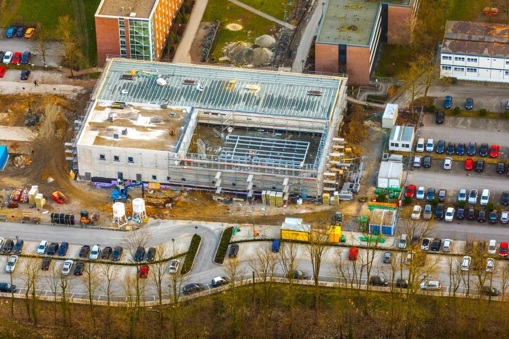 Aerial image Nordkirchen - Mensa - Aula- building on the campus of the University of Fachhochschule fuer Finanzen FHF in Nordkirchen in the state North Rhine-Westphalia, Germany