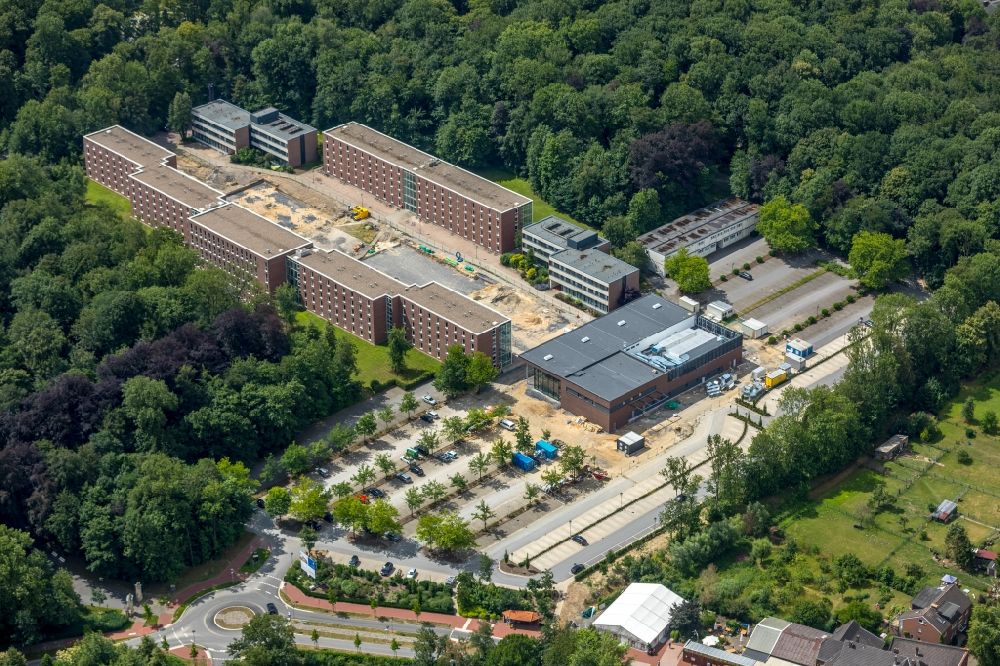 Nordkirchen from the bird's eye view: Mensa - Aula- building on the campus of the University of Fachhochschule fuer Finanzen FHF in Nordkirchen in the state North Rhine-Westphalia, Germany