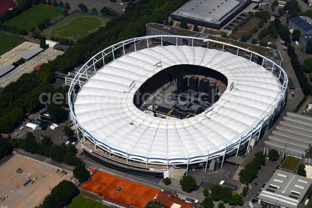 Stuttgart from the bird's eye view: Sports facility grounds of the Arena stadium Mercedes-Benz Arena in Stuttgart in the state Baden-Wurttemberg, Germany