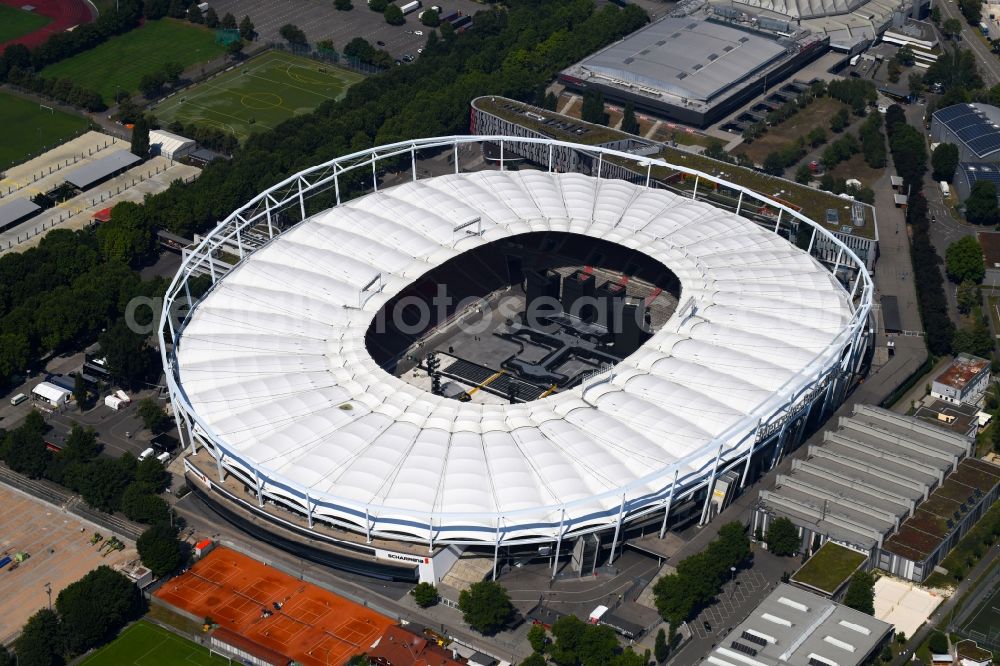 Aerial image Stuttgart - Sports facility grounds of the Arena stadium Mercedes-Benz Arena in Stuttgart in the state Baden-Wurttemberg, Germany