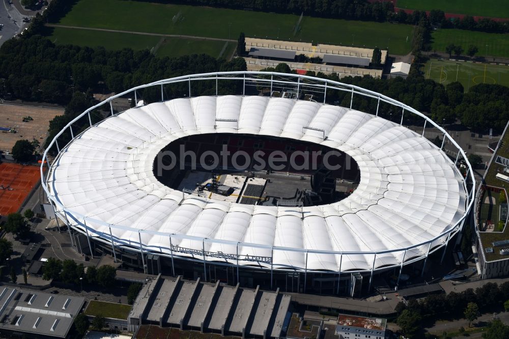 Stuttgart from the bird's eye view: Sports facility grounds of the Arena stadium Mercedes-Benz Arena in Stuttgart in the state Baden-Wurttemberg, Germany