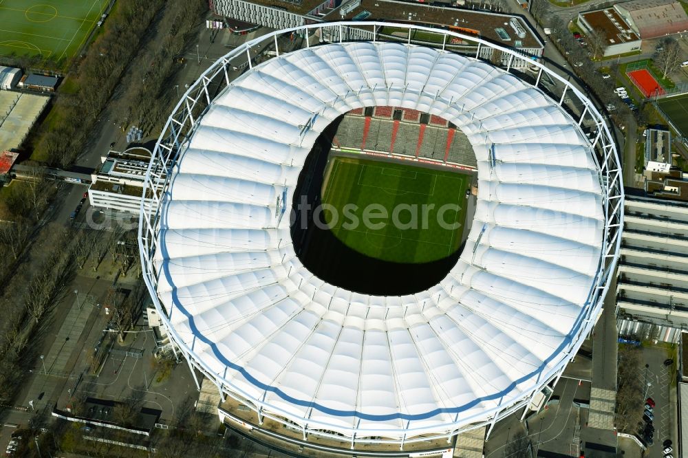 Aerial photograph Stuttgart - Sports facility grounds of the Arena stadium Mercedes-Benz Arena in Stuttgart in the state Baden-Wurttemberg, Germany