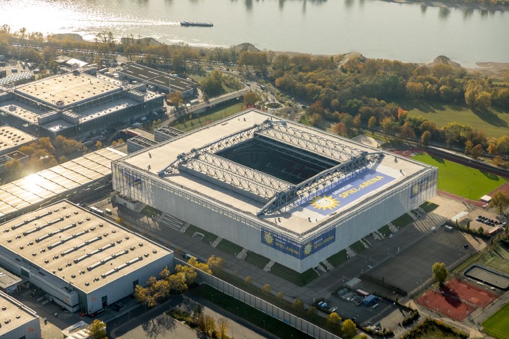 Aerial photograph Düsseldorf - Sports facility grounds of the MERKUR SPIEL-ARENA in Duesseldorf in the state North Rhine-Westphalia