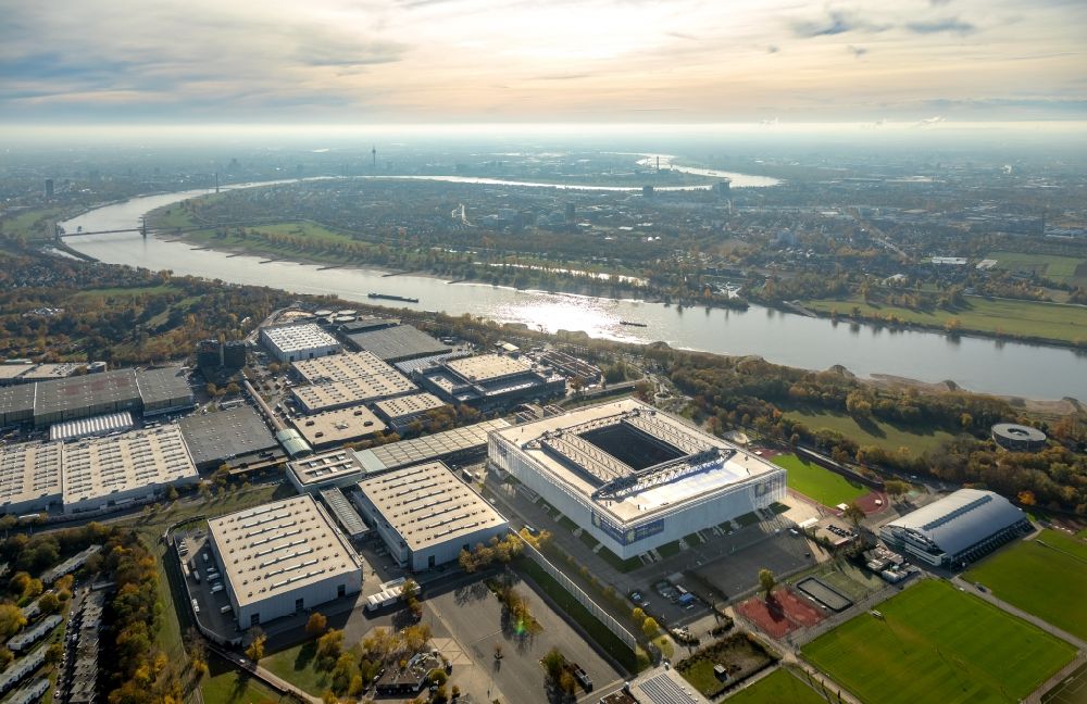 Düsseldorf from the bird's eye view: Sports facility grounds of the MERKUR SPIEL-ARENA in Duesseldorf in the state North Rhine-Westphalia