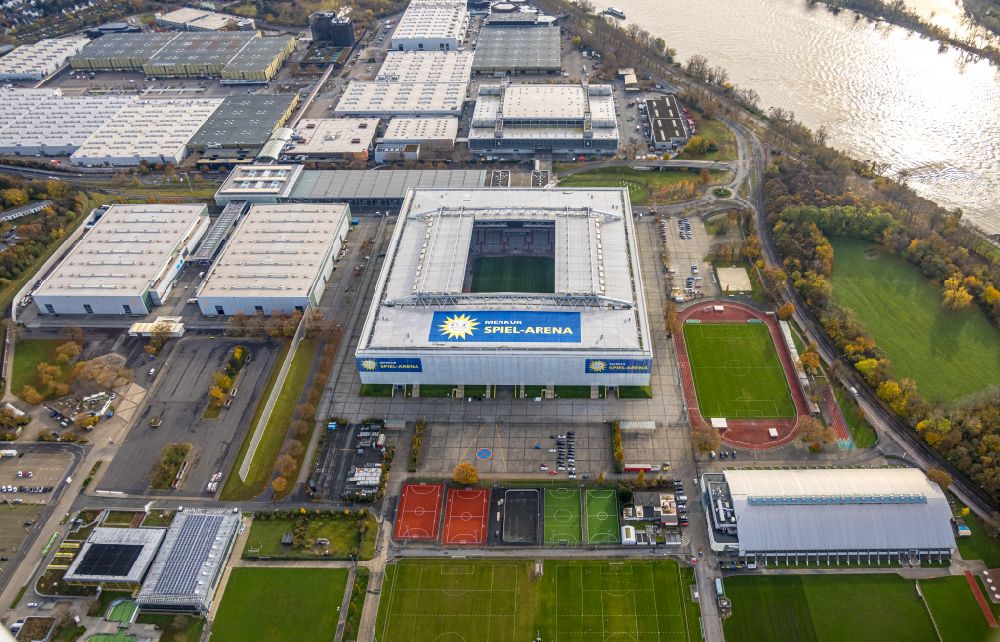 Aerial image Düsseldorf - sports facility grounds of the MERKUR SPIEL-ARENA in Duesseldorf in the state North Rhine-Westphalia
