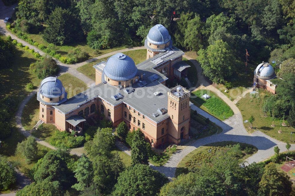 Aerial photograph Potsdam - View at the Michelson-House of the Potsdam Institute for Climate Research at the site of the Albert Einstein Research Park on the Telegrafenberg in Potsdam in the federal state of Brandenburg. It was as the first research facility at the Telegraph hill established