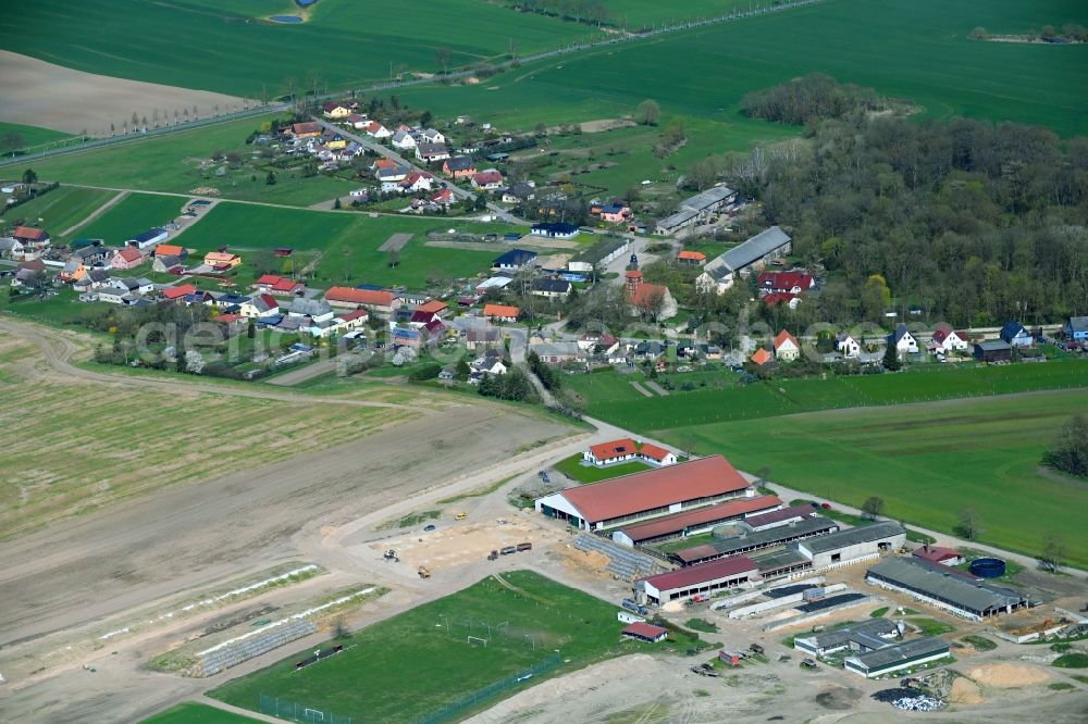 Aerial image Menkin - Dairy plant and animal breeding stables with cows Wollschow-Menkiner Agrar GmbH & Co. K in Menkin in the state Brandenburg, Germany