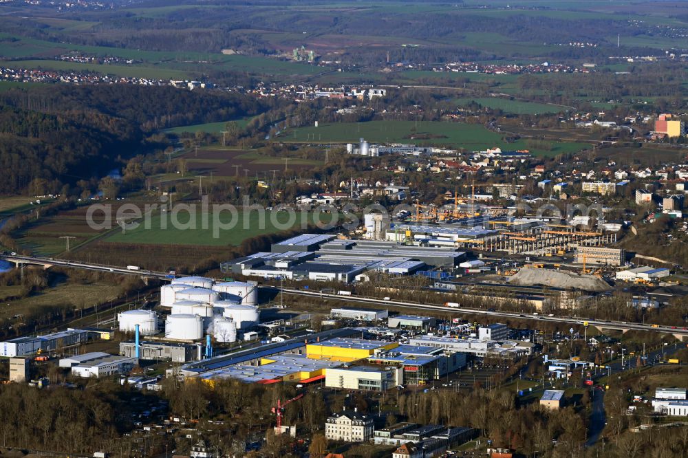 Aerial photograph Gera - Mineral oil - tank of Oiltanking Deutschland GmbH & Co. KG on Siemensstrasse in Gera in the state Thuringia, Germany