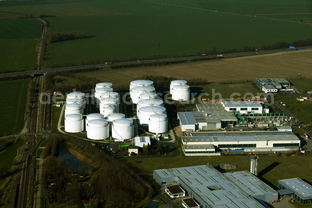 Aerial image Emleben - Mineral oil - tank - Unitank in Emleben in the state Thuringia, Germany