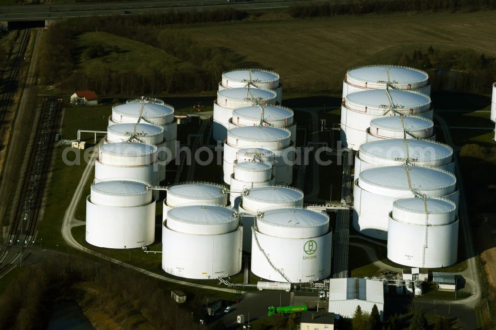 Aerial photograph Emleben - Mineral oil - tank - Unitank in Emleben in the state Thuringia, Germany