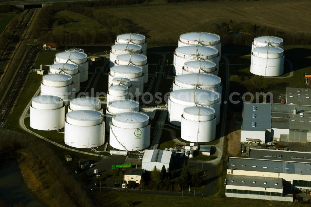 Emleben from above - Mineral oil - tank - Unitank in Emleben in the state Thuringia, Germany