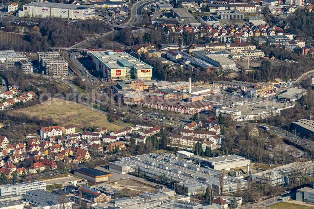 Aerial image Reutlingen - Mixing of residential and commercial settlements in Reutlingen in the state Baden-Wurttemberg, Germany
