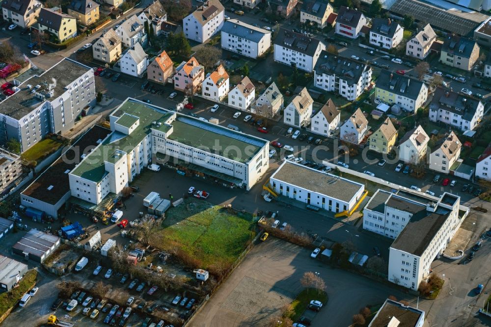 Aerial image Stuttgart - Mixing of residential and commercial settlements Schuetzenbuehlstrasse - Salzwiesenstrasse - Adestrasse in the district Zuffenhausen-Schuetzenbuehl in Stuttgart in the state Baden-Wuerttemberg, Germany
