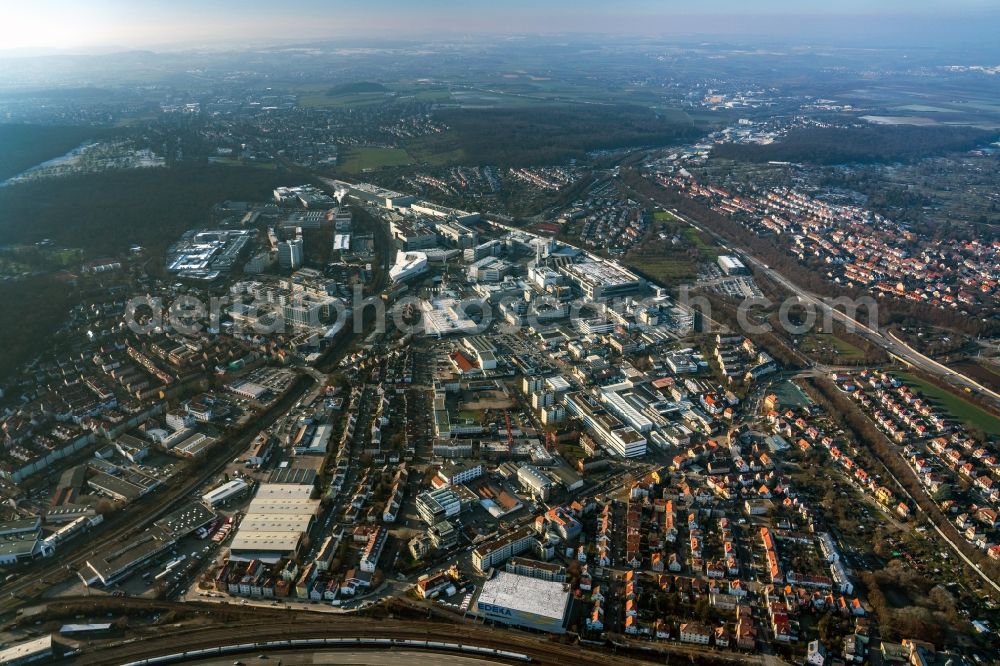 Aerial photograph Stuttgart - Mixing of residential and commercial settlements Schuetzenbuehlstrasse - Salzwiesenstrasse - Adestrasse in the district Zuffenhause in Stuttgart in the state Baden-Wuerttemberg, Germany