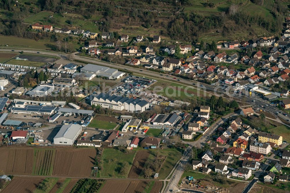 Aerial photograph Ettenheim - Mixing of residential and commercial settlements suesse Matten in Ortsteil Altdorf in Ettenheim in the state Baden-Wuerttemberg, Germany