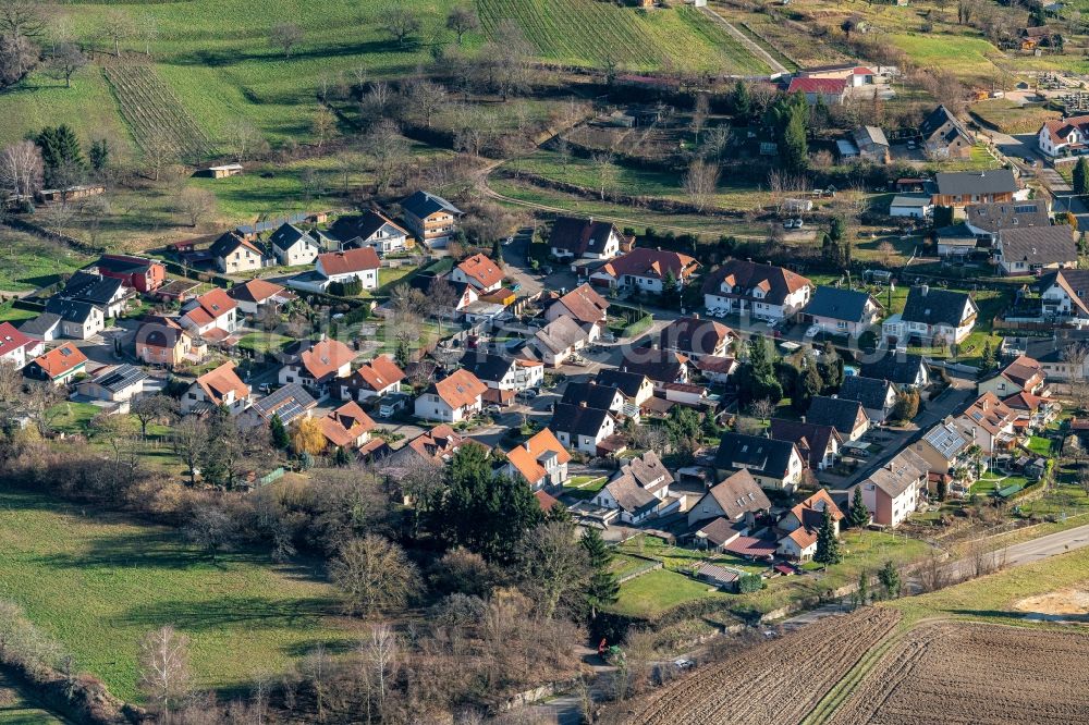 Aerial photograph Wallburg - Residential area site of a mixed development with multi-family houses and single-family houses- New building at the Ortsteil of Stadt Ettenheim in Wallburg in the state Baden-Wurttemberg, Germany