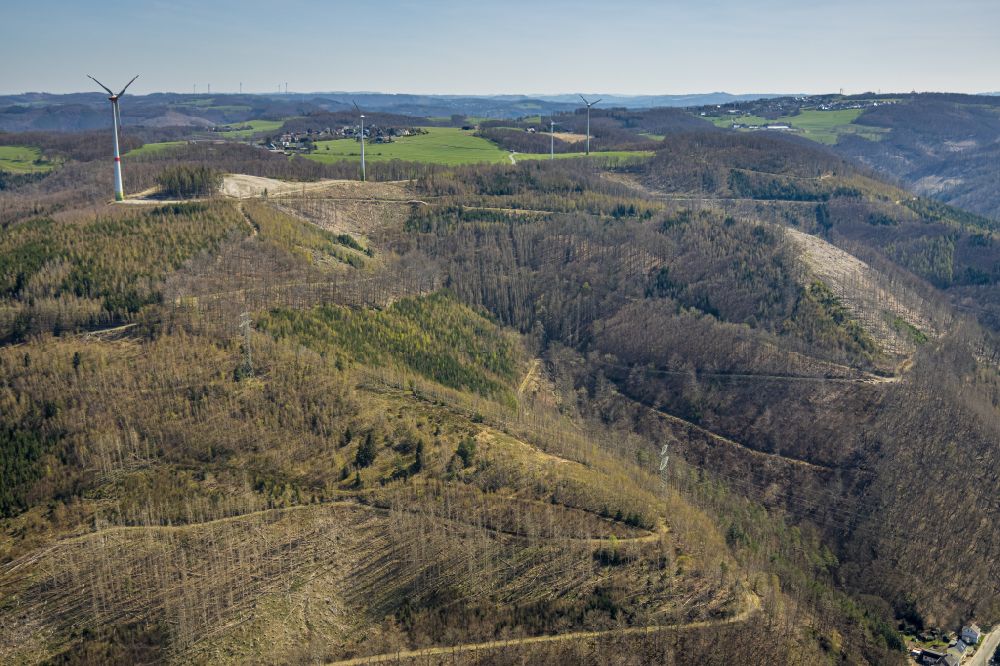 Nahmer from above - Forest and mountain landscape of the mid-mountain range in Nahmer at Ruhrgebiet in the state North Rhine-Westphalia, Germany