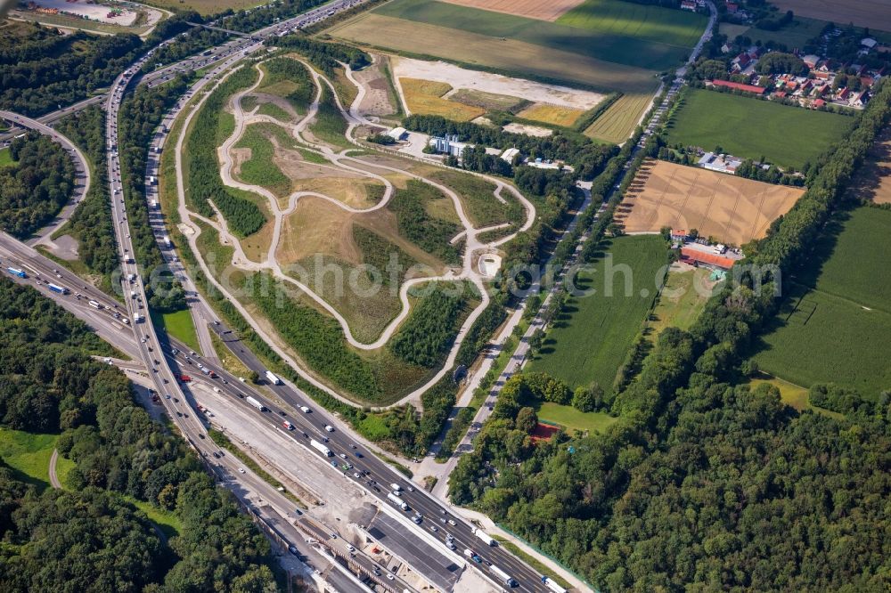 München from the bird's eye view: Site of heaped landfill in the district Froettmaning in Munich in the state Bavaria, Germany