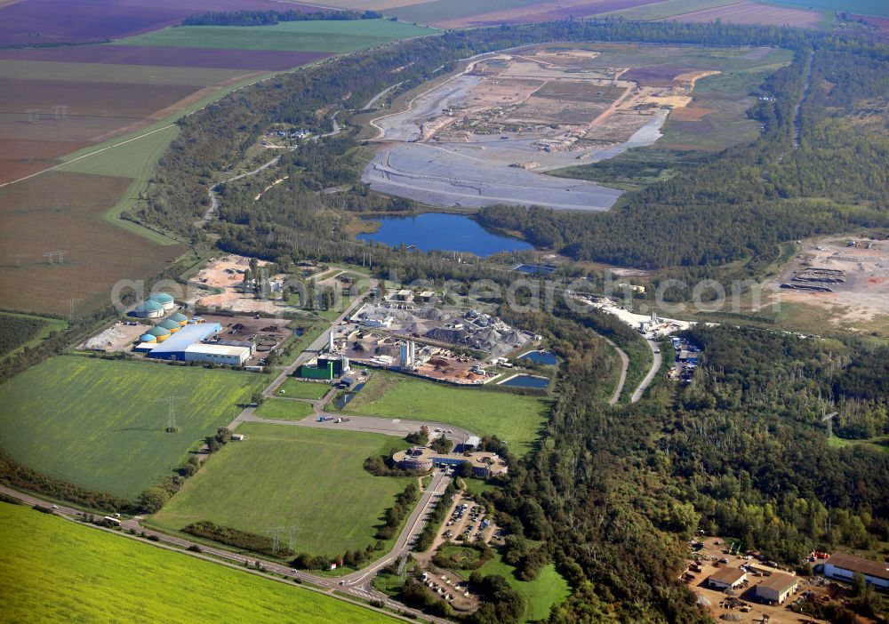Aerial image Schkopau - Landfill Halle-Lochau of the Abfallwirtschaft GmbH Halle-Lochau in Schkopau in the state Saxony-Anhalt, Germany