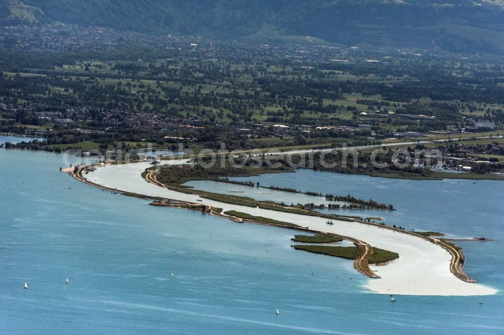 Fußach from above - River Delta and estuary of the Rhine in Hard in Vorarlberg, Austria